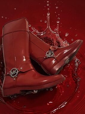 Michael Kors Glossy Red Patent Mid-Calf Boots